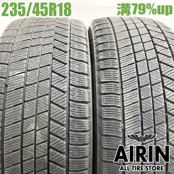 中古タイヤ 235/45r18 スタッドレスタイヤ ブリヂストン ブリザック VRX3 2本セット クラウン マークX ビートル パサート 中古 18インチ