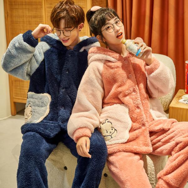 パジャマ カップル ペアパジャマ もこもこ ルームウェア 上下セット ペアルック 可愛い ふわふわ 部屋着 あったかい 暖かい レディース メンズ 冬 Airoom Utlooncoml 下着 靴下 部屋着 Valleymill Com