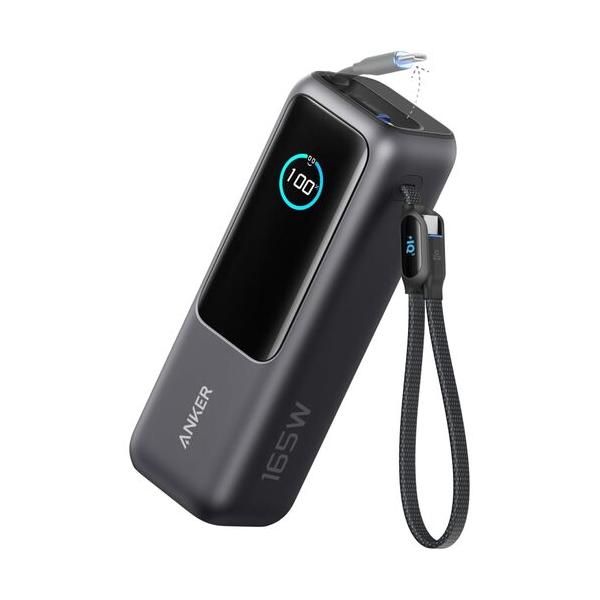 Anker Power Bank (25000mAh, Built-In &amp; 巻取り式USB-Cケーブル) 【PD対応/PSE技術基準適合/USB-C入力対応 / 165W出力 MacBook PD対応Windows PC iPad