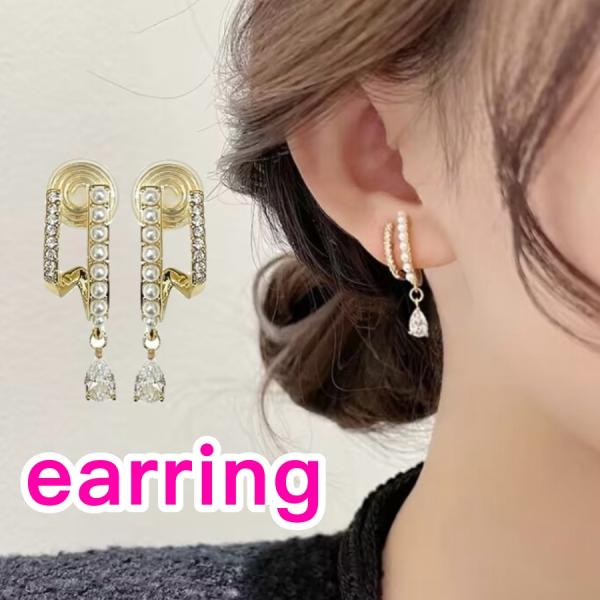 イヤリング 痛くない 40代 50代 ノンホール パール 揺れる おしゃれ 雫 ドロップ 2連 イヤーカフ 30代 20代 レディース■商品詳細■【素　材】合金/　　　　　人工パール/ジルコン【カラー】ゴールド【サイズ】（約）縦2.5cmx...