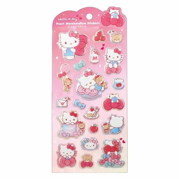 ハローキティ サンリオ キャラクターズ パールマシュマロシール ぎゅっとリボン シール ステッカー ぷっくり 立体 かわいい プレゼント TCP