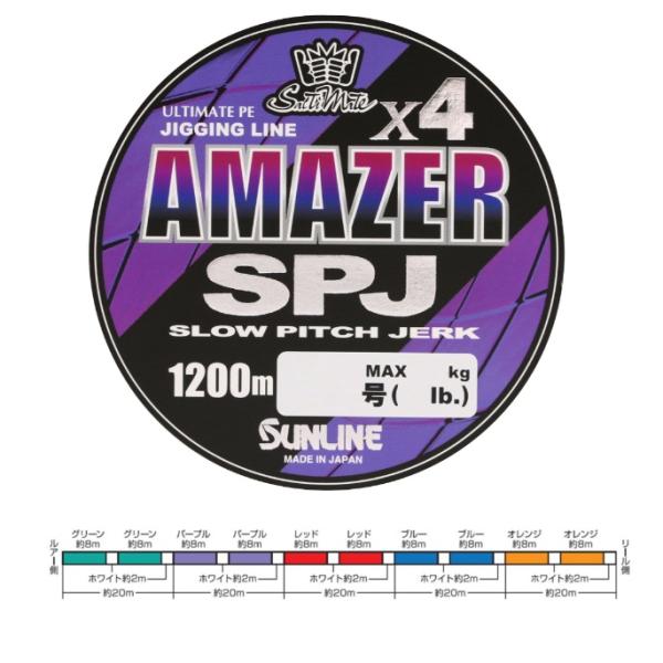 ソルティメイト 1200m 1.7号 アメイザー×4 SPJ／4本組／SPJ専用カラー