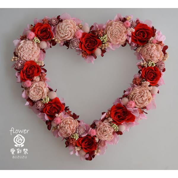 商品名【心愛】ゆきこ♥真っ赤な薔薇とカーネーションのフラワーリース aisaisai_he24e