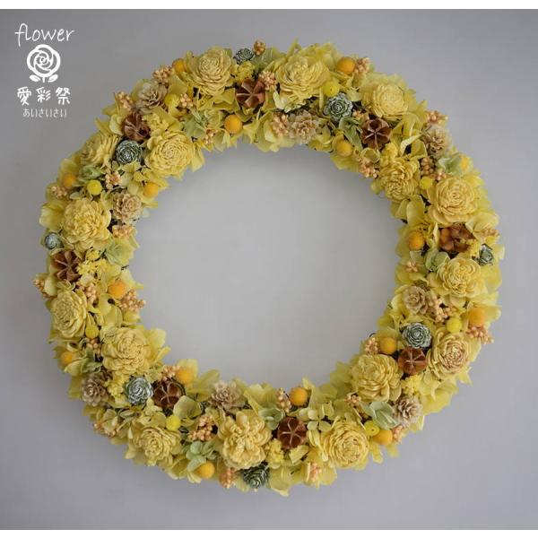 黄色いお花のドライフラワーリース ギフト プレゼント 誕生日