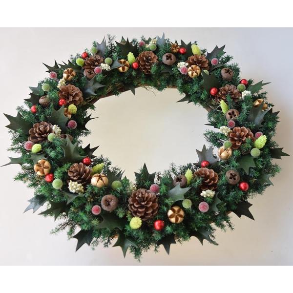 クリスマスリース オーソドックスなヒイラギの葉と赤い実 葉はプリザーブド加工 Buyee Buyee 日本の通販商品 オークションの代理入札 代理購入