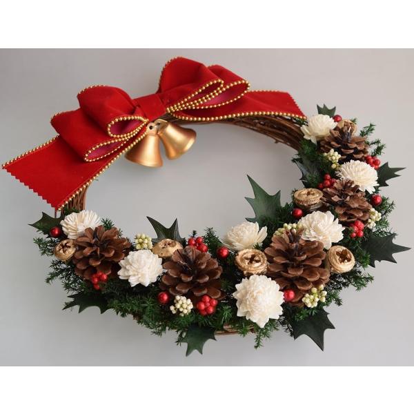 赤いリボンのクリスマスリース ドライフラワー ベル ヒイラギの葉に松ぼっくり ギフト プレゼント 誕生日 開店祝 引越し祝 Buyee Buyee Jasa Perwakilan Pembelian Barang Online Di Jepang