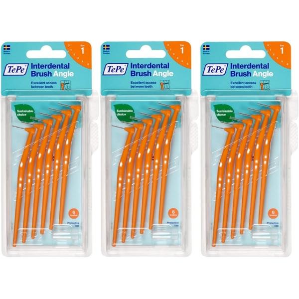 テペ(TePe) アングル歯間ブラシ 6本入 ×3個セット オレンジ (0.45ｍｍ)