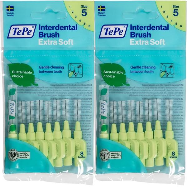 テペ(TePe) 歯間ブラシ 8本入 × 2袋 グリーン (0.8mm)