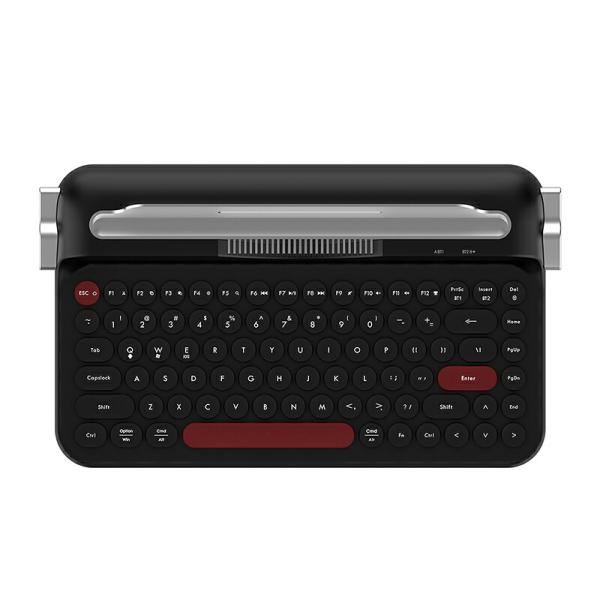 AJAZZ日本公式 AF84 メンブレンキーボード 84キー 2モード ワイヤレス Bluetooth タイプライター風 黒色 2.4GHz デバイス用スロット テンキーレス 省スペース