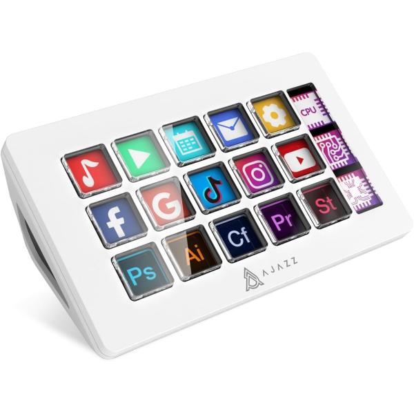 AJAZZ AKP153J 日本語仕様 ストリームコントローラー 15キー 国内正規品 サイドディスプレイ Windows Mac対応 配信操作 ショートカット 動画編集 会議操作