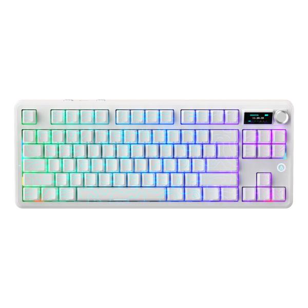 AJAZZ日本公式 MK87 PRO メカニカルキーボード 87キー TKL 3モード 8KHz 1.14インチTFT 白等高線 10000mAh 急速充電 テンキーレス 省スペース ホットスワップ
