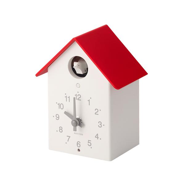 RHYTHM　鳩時計ふいごカッコー 赤色 掛置兼用－１ RHYTHM リズム時計 鳩時計 掛置兼用 ふいごカッコー/アカ 赤