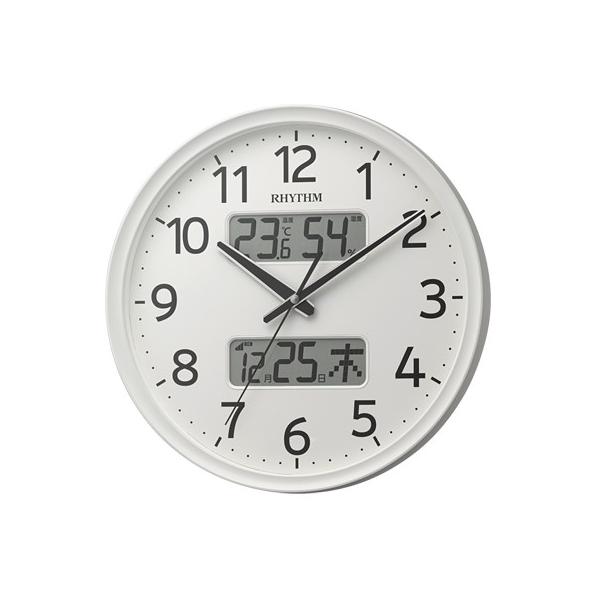 他サイト： リズム時計　電波掛時計/フィットウェーブリブA03　カレンダー　温湿度計　白　8FYA03SR03(取）の商品画像