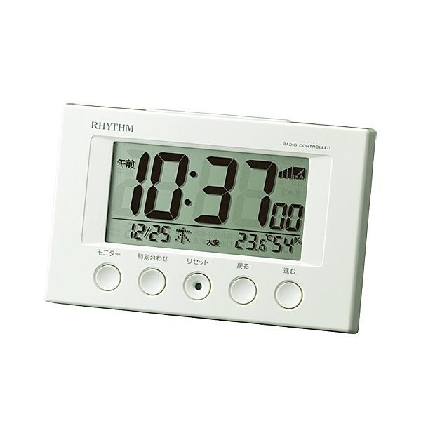 リズム時計　デジタル電波目ざまし時計【フィットウェーブスマート】　☆シンプルで見やすく、使いやすい。半艶仕上げで上質感漂う電波デジタル。カレンダー、温湿度表示、六曜表示機能付き！機能/スペック●電子音アラーム●プラスチック枠〈PS〉●止めて...