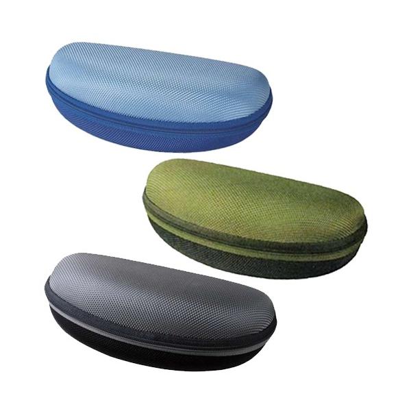 メガネケース　ファスナー式　セミハードケース花粉グラスが収まる”ちょうどイイ”メガネケースサングラスや花粉グラスが入る大きめサイズ。ファスナーで開閉するタイプのセミハードケース。柔らかくて軽いので、持ち運びに便利です。・ブルー×ライトブルー...