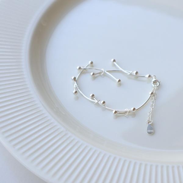ブレスレット ajiro accessory  シルバー  silver925 ボール チェーン シンプル 調節可能 女性 N157