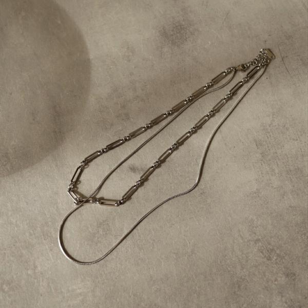 ネックレス ajiro accessory  サージカル ステンレス ダブルチェーン レディース アレルギー対応 ゴールド 重ね付け 錆びない シンプル N127