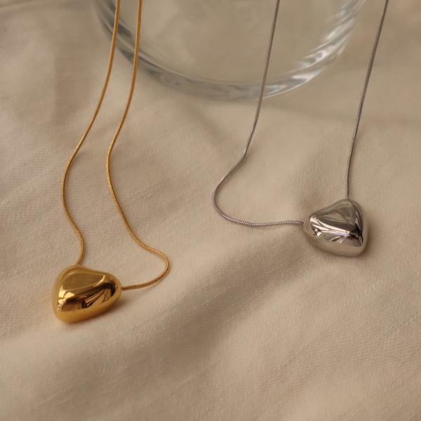 ネックレス ajiro accessory  ペンダント ハート レディース 金属アレルギー サージカル ステンレス ゴールド シルバー 錆びない シンプル N186