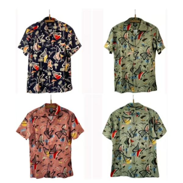 薬*治様 SAVOY CLOTHING×BAMBINO アズテック柄 ギャバジャ SAVOY CLOTHING Atomic Kidney Italian Collar Shirts イタリアン