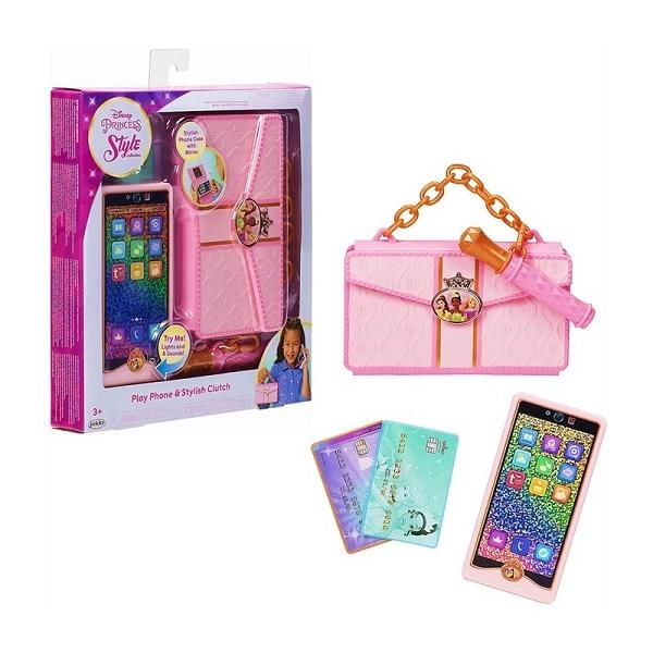 【Disney Princess】 ディズニープリンセス スタイルコレクション おもちゃのスマートフォンセット プレイフォン＆ミラー付き スタイリッシュなクラッチケース/