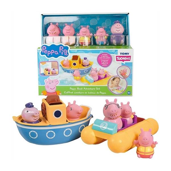 【Peppa Pig】 ペッパピッグ バストイ ペッパピッグのボートの冒険 お風呂のおもちゃセット ボートのおもちゃ2個とペッパピッグのフィギュア5体付き/おもちゃ/