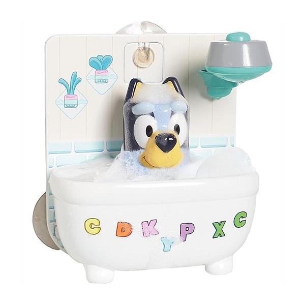 Bluey ブルーイシャワー＆スクラブ 自分で泡を作ろうすすぎシャワーヘッドと取り外し可能なブルーイおもちゃ付きブルーイのバスタブにお湯と泡風呂を少し入れ、ブルーイを押すと、本物の風呂のようにブルーイの泡でいっぱいになるよリアルなシャワー体...