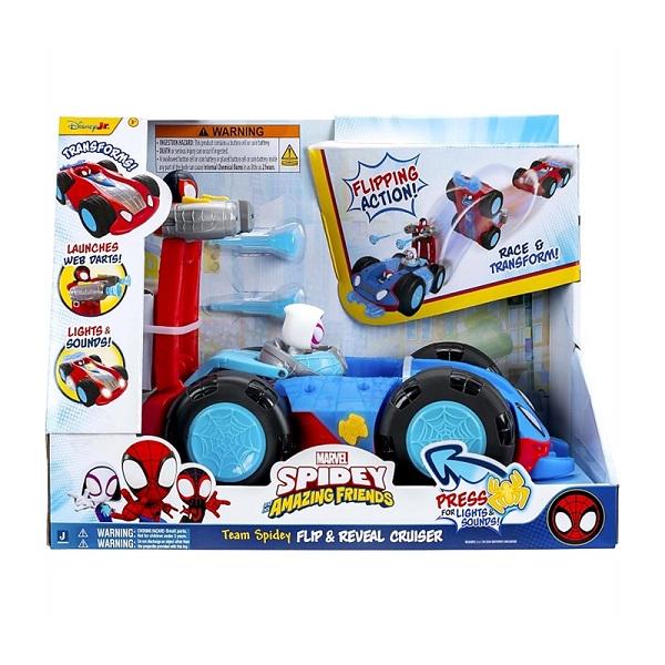 Disney ディズニー【Spidey スパイディ】 フリップ＆リビール・変形クルーザースパイディ フリップ＆リビール・クルーザーでスパイディのサプライズを仕掛けよう！この豪華な両面車両は、スピードマシンからキャラバンへと変形し、驚きの奇襲...