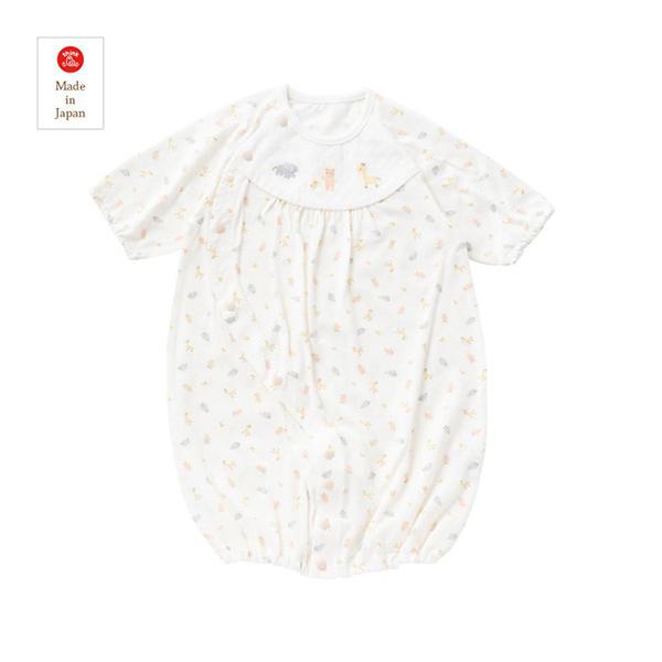 春夏向けの天竺素材です新生児ウエアの定番ドレスオールです。おむつ替えが頻繁な新生児期は筒型ドレスで、動きが活発になってくる乳児期は股割れカバーオール、股スナップの付け替えで２ウエイに使えます。出産準備におすすめです。【対象月齢】0〜6カ月【...