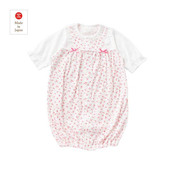 新生児ウエアの定番ドレスオールです。夏向けの天竺素材。柔らかく仕上がる特殊な編みかたをしています。おむつ替えが頻繁な新生児期は筒型ドレスで、動きが活発になってくる乳児期は股割れカバーオール、股スナップの付け替えで２ウエイに使えます。出産準備...