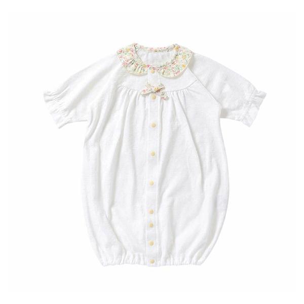 春夏向けの天竺素材です。さらりとした肌触りで風を通しやすく乾きやすいのが特徴です。新生児ウエアの定番ドレスオールです。おむつ替えが頻繁な新生児期は筒型ドレスで、動きが活発になってくる乳児期は股割れカバーオール、股スナップの付け替えで２ウエイ...