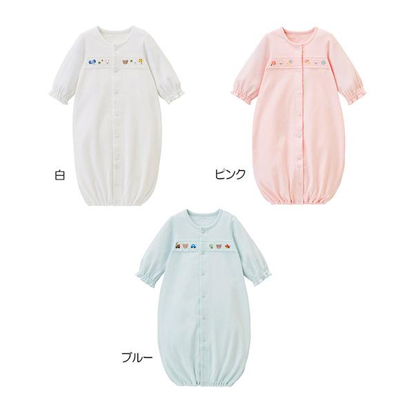 シンプルなデザインのツーウェイオールです。胸元レースのどうぶつ刺繍が上品でかわいいデザイン。出産準備や出産祝い、プレゼントに便利なベビーアイテムです。・ご退院などの記念日やお披露目シーンにもおすすめ・素材はやわらかな通年素材・足を動かすよう...