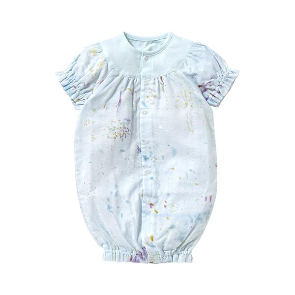 華やかな印象の2wayドレス■デザイン・ほどよいギャザーと美しい柄のWガーゼ生地がとても華やかです。・50-70cmと長く着られるので、ご出産祝いのギフトとしてもおすすめです。・足元はドレスにもなり、ボタンの留め方を変えれば、カバーオールに...