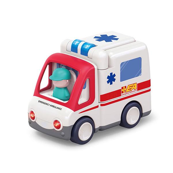 車遊びからごっこ遊びまで！音としかけがいっぱいのきゅうきゅうしゃサイレンや音楽が流れるサウンド機能、自分で走る走行機能がついています。うしろの扉を開けるとレントゲンや担架が。人形や道具を取り外してごっこ遊びも楽しむことができます。【対象年齢...