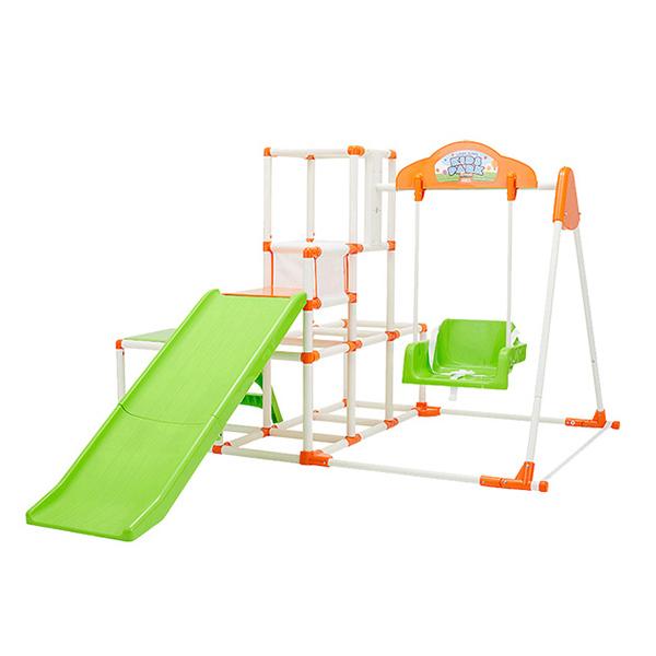 長〜いすべり台＋ブランコ＋鉄棒遊びができる1台4役のジャングルジム！設置面積は畳約2畳分で折りたたんで収納できるコンパクト設計です。【ブランド】野中製作所 WORLD【対象年齢】2歳〜5歳（体重20kgまで）【サイズ】幅151×奥行157×...