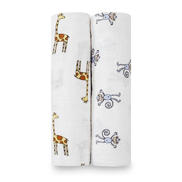 【モスリンスワドル2枚入り】aden+anais(エイデン アンド アネイ)を代表するガーゼ素材のおくるみ。モスリンコットンは、長年おくるみとして使われてきた伝統的な細かな織りの通気性のよい素材。ムレを防いでくれ赤ちゃん肌を健やかに保ち、体...