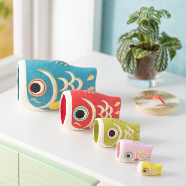 五月人形 鯉のぼり こいのぼり 兜 コンパクト おしゃれ モダン ちりめん <br> 室内|はりこーシカ|端午の節句 初節句 <br> 子供の日 マンションサイズ 『龍虎堂』リュウコドウ <br>