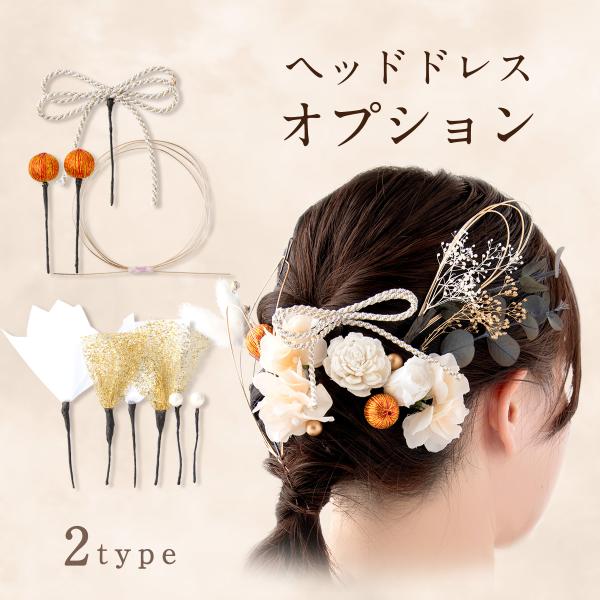 お買い得 髪飾り ヘアアクセ ちょい足し 便利 リボン 水引 選べる2タイプ 卒業式 結婚式 和装 洋装 着物 ゴールド ヘッドドレス 追加オプション