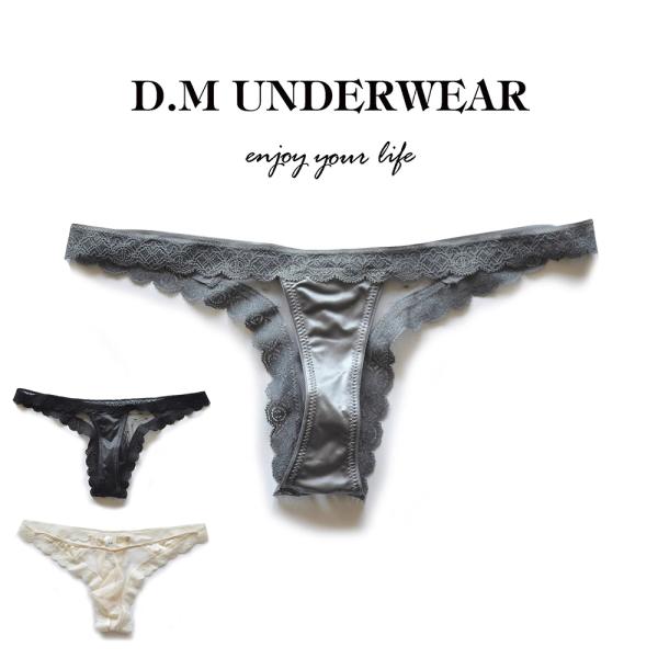 DM  Lace-Thong ファッションメンズTバック レース シースルー ローライズ セクシー フィット 軽量 通気性 透け感 上品デザイン メンズ下着