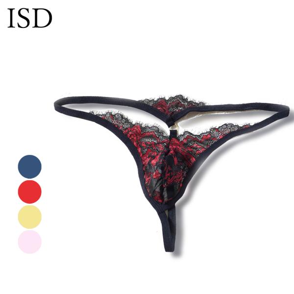 ISD メンズ Tバック レース シースルー フロントポーチ セクシー メンズ下着 Gストリング ローライズ