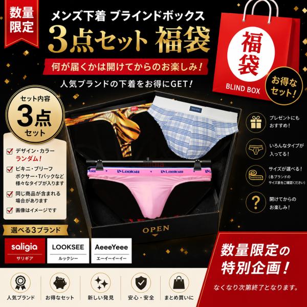 夏特選】人気ブランド メンズ下着 福袋 3点セット ブラインドボックス