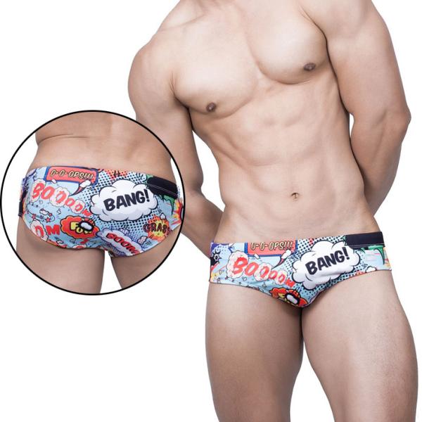 UXH/夏新商品 メンズ ブリーフ 水着 おしゃれ カートゥーン柄 セクシー パンツ 吸水速乾 泳ぐ ビーチスポーツ