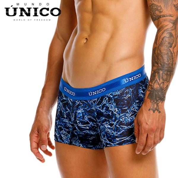 UNICO BOXER CORTO HISP〓LICO メンズボクサーパンツ ショート丈 立体ポーチ 総柄プリント 速乾ストレッチ コロンビア製 高級下着