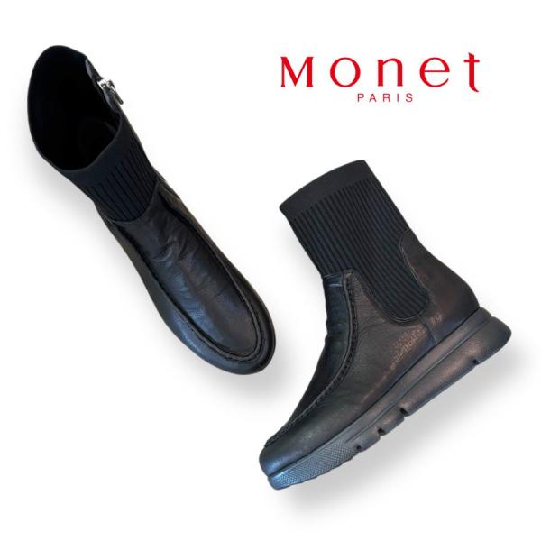 MONET（モネ） 2025秋冬新入荷 サイドゴア ブーツ ニット 軽量