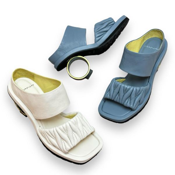 MANA マナ サンダル ミュール サークルヒール パデット 本革 靴