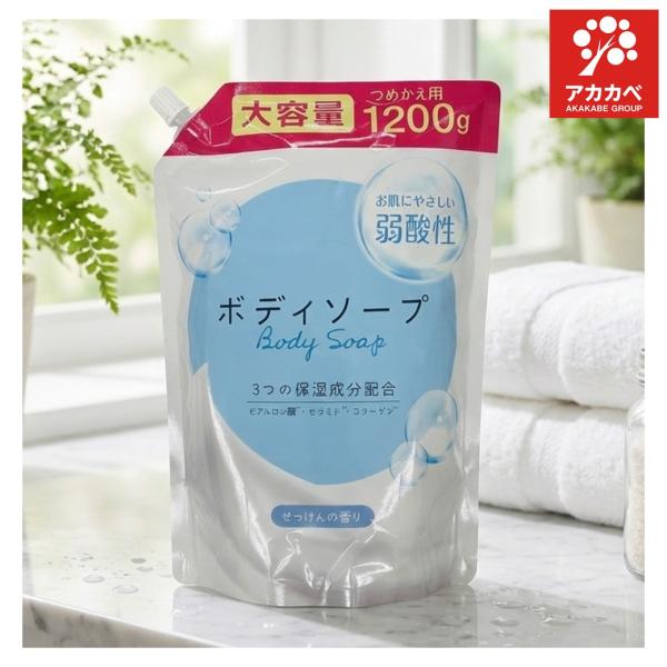 弱酸性 ボディソープ 詰替 1200ml 大容量 せっけんの香り つめかえ 高