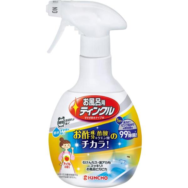 他サイト： KINCHO お風呂用ティンクル お酢のチカラ 浴室・浴槽洗剤 水垢落とし スプレー(400ml)風呂掃除 洗剤 お風呂 おふろ 掃除 洗浄力 ウロコ汚れ 時短 節水 カビ予防の商品画像