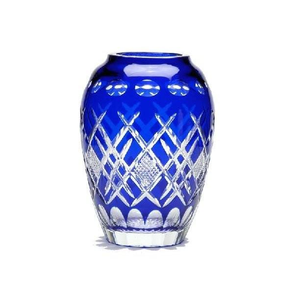 江戸切子 彩鳳 菱魚子文様 壷型花瓶 Akane Mart 通販 Yahoo ショッピング