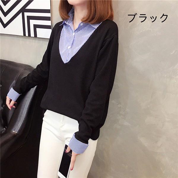 ニット セーター 重ね着 シャツ襟 レディース Vネック 重ね お仕事 ビジネス ボーダー 無地 女性 ストレッチ 伸縮性 着心地 トップス 長袖 春 秋 冬 Buyee Buyee Japanese Proxy Service Buy From Japan Bot Online