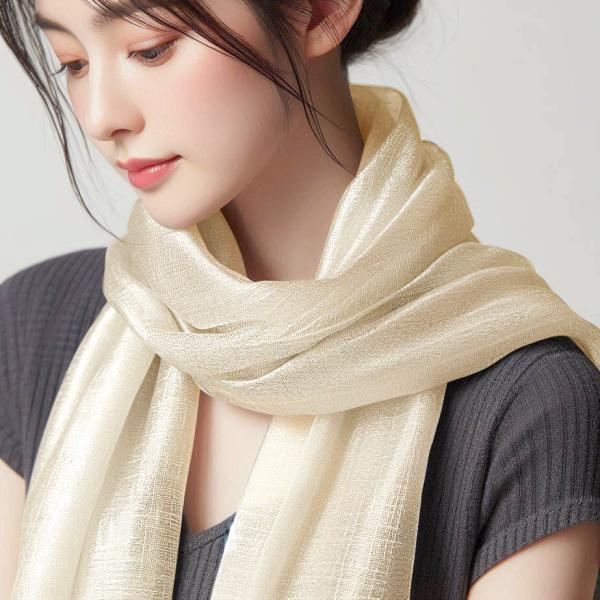 数量限定 ストール ショール 春夏 薄手 大判 無地 上品 ラメ キラキラ ロング レディース 女性 エレガント アイボリー 艶 光沢 上品 結婚式 披露宴
