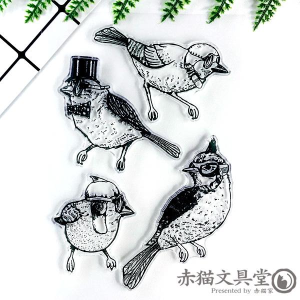 クリアスタンプ0098「鳥パイロット」11x16cm 透明スタンプ 1100098
